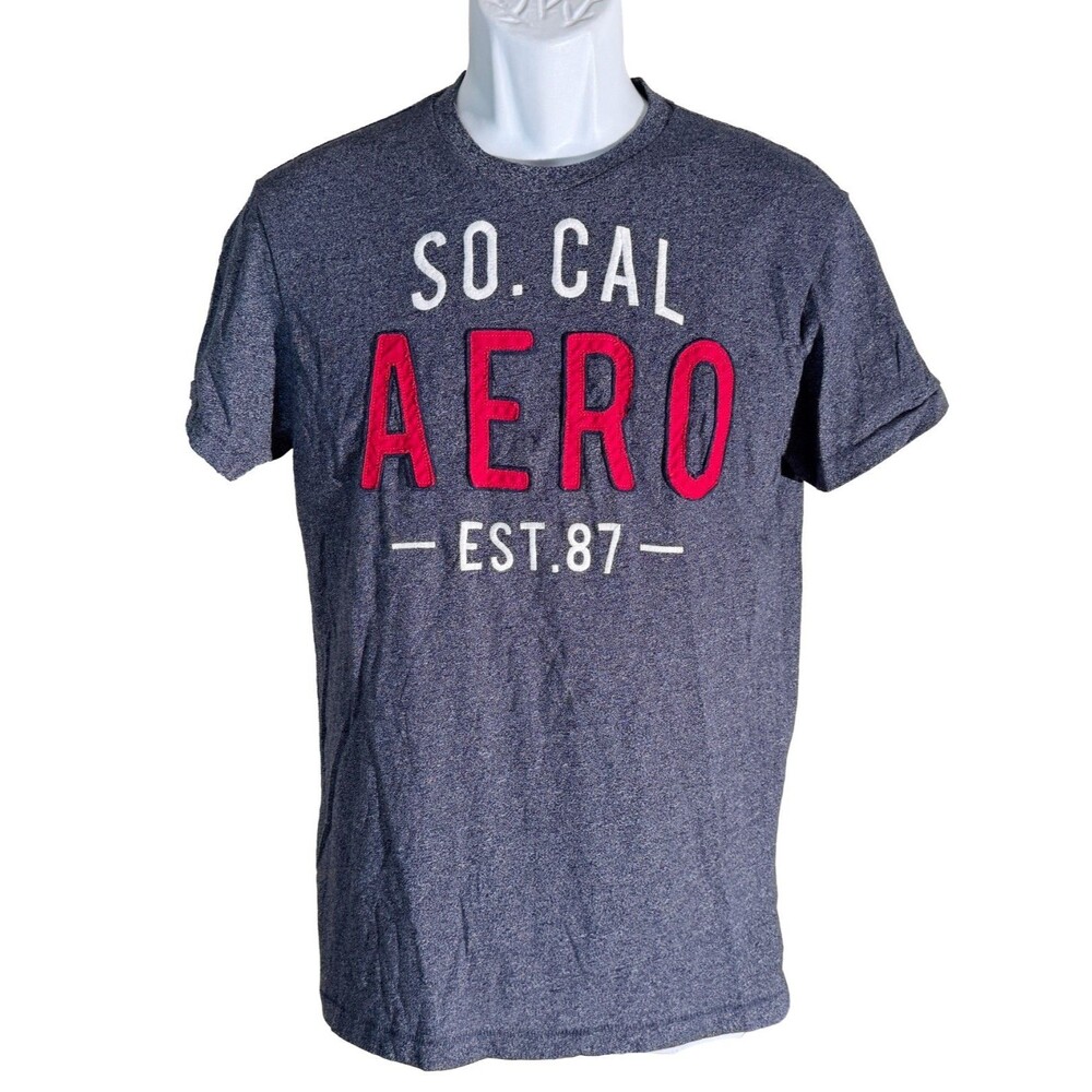Aeropostale Men's Short Sleeve SO. CAL AERO EST. 87 Blue‎ T-Shirt Small